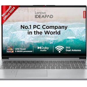 Lenovo IdeaPad 1 AMD Ryzen 5 5625U 15.6 inch (38.5cm) FHD Laptop (16GB RAM/512GB SSD/Windows 11/Office Home 2024/3 Month Game Pass/Grey/1.6Kg), 82R4011CIN