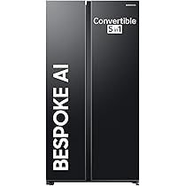 Samsung 653 L, 3 Star, Frost Free, Double Door, Convertible 5-in-1 Digital Inverter, Side By Side AI Enabled Smart Refrigerator with WiFi (RS76CG8003S9HL, Silver, Refined Inox)